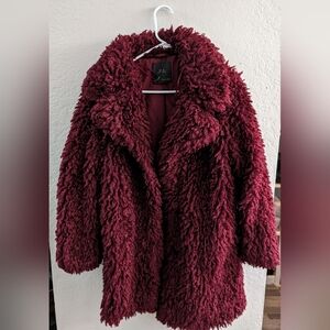 Zara size s maroon shaggy jacket